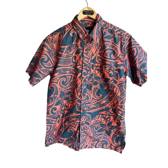 Tribal Origin Men's LARGE Coral Vintage Hawaiian Shirt Button Up 100% Cotton - Picture 1 of 6